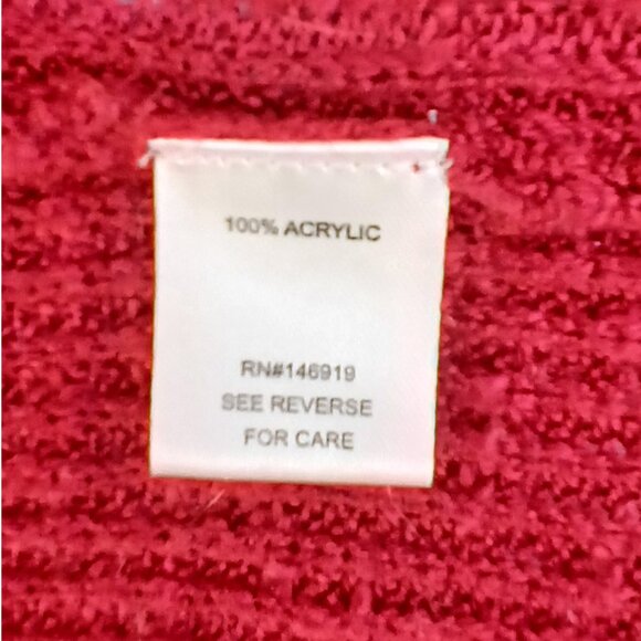 ❤️5/$15💚Freshman Dark Red Burgundy Open Front Varsity Knit Cardigan EUC - Picture 5 of 5